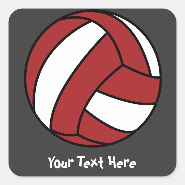 Pegatina Cuadrada Voleibol rojo (personalizable) (Anverso)