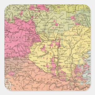 Pegatina Cuadrada Volkerkarte contra Oesterreich Ungarn, Austria Hun