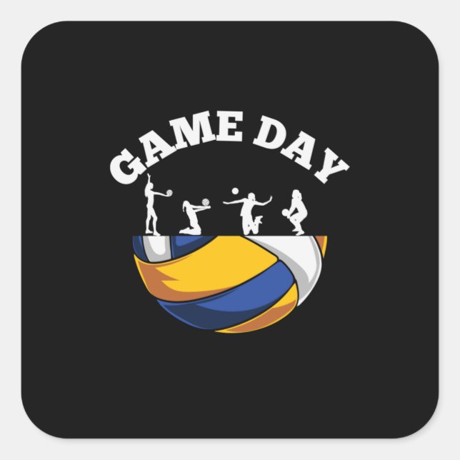 Pegatina Cuadrada Volleyball Player | Game Day Volleyball (Anverso)