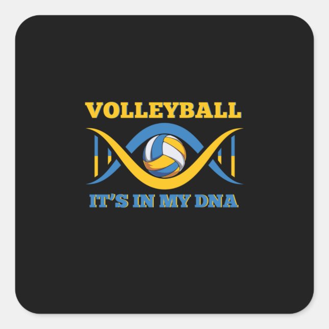 Pegatina Cuadrada Volleyball Player | Volleyball It Is In My Dna (Anverso)