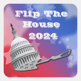 Pegatina Cuadrada Voltear El Voto De La Cámara Azul 2024