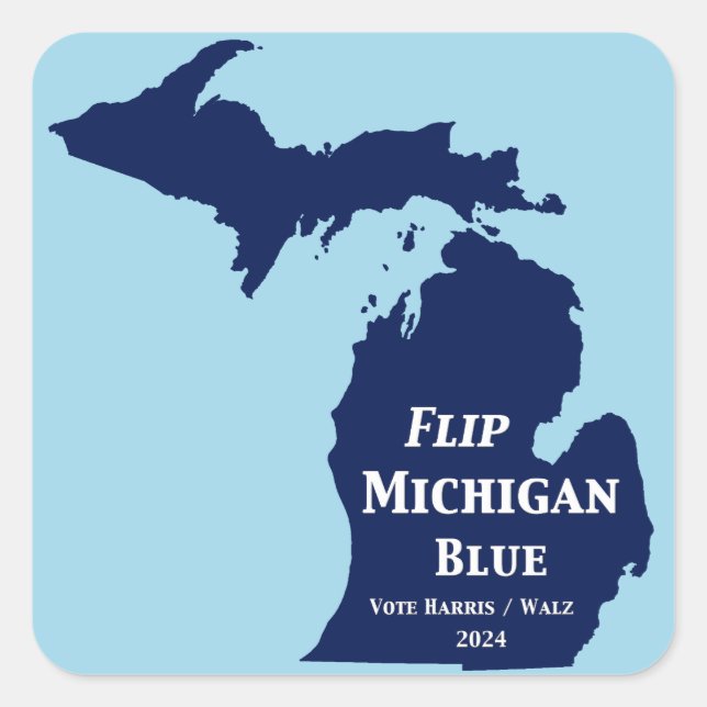 Pegatina Cuadrada Voltear Michigan Blue en 2024 (Anverso)