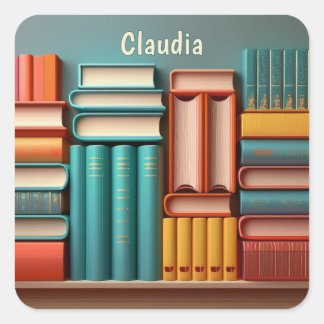 Pegatina Cuadrada Volúmenes Personalizados de Novelas de Libros