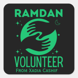 Pegatina Cuadrada Voluntario de Ramadán personalizado