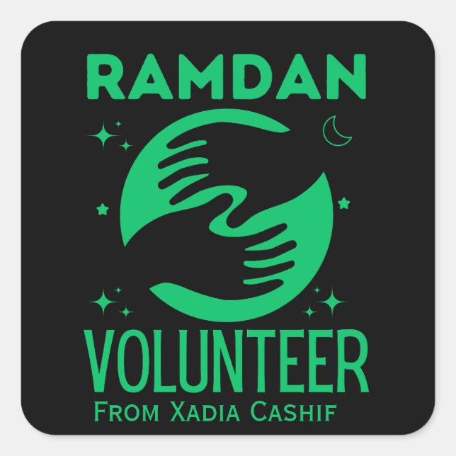 Pegatina Cuadrada Voluntario de Ramadán personalizado (Anverso)