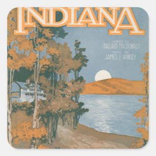 Pegatina Cuadrada Volver A Casa En Indiana