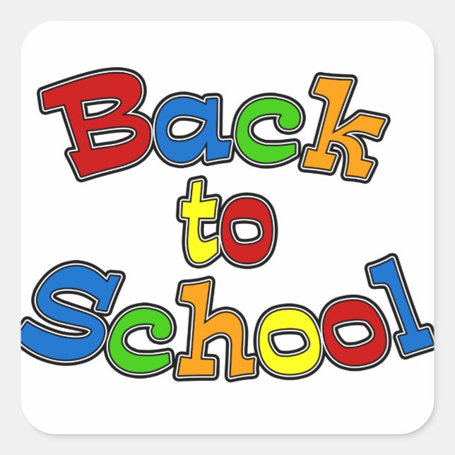 Pegatina Cuadrada Volver a la escuela (Anverso)