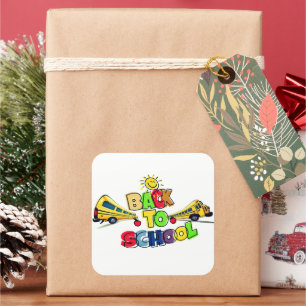 Pegatina Cuadrada Volver a la escuela