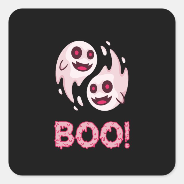 Pegatina Cuadrada Volver a la escuela con útiles escolares divertido (Anverso)