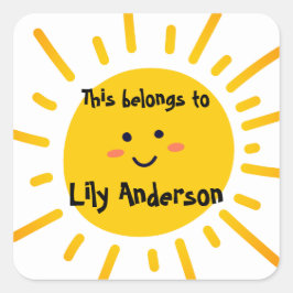 Pegatina Cuadrada Volver a la escuela | Esto pertenece a Happy Sunsh