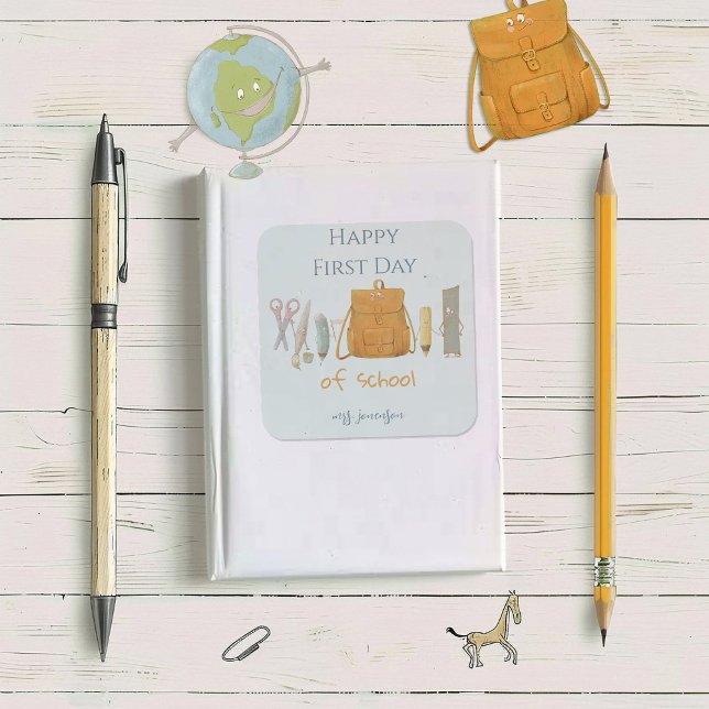 Pegatina Cuadrada Volver a los amigos de la escuela (Subido por el creador)