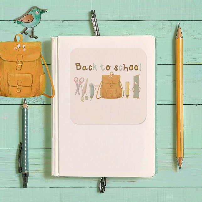 Pegatina Cuadrada Volver a los amigos de la escuela (Subido por el creador)