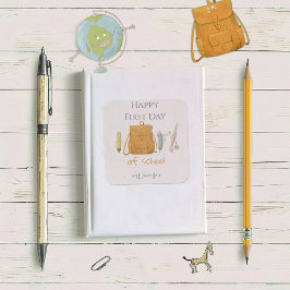 Pegatina Cuadrada Volver a los amigos de la escuela