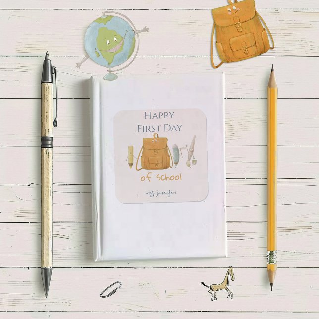 Pegatina Cuadrada Volver a los amigos de la escuela (Subido por el creador)