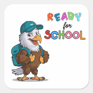 Pegatina Cuadrada Volver al águila escolar