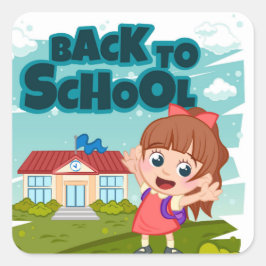 Pegatina Cuadrada Volver al Personalizado escolar