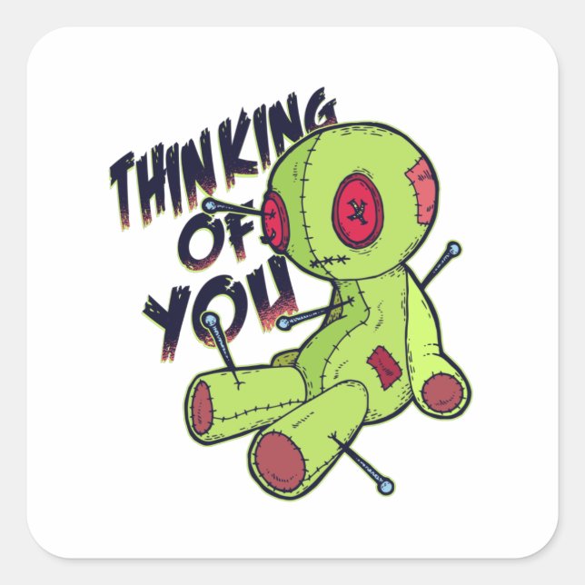 Pegatina Cuadrada Voodoo Doll (Anverso)