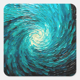 Pegatina Cuadrada Vórtice abstracto de océano turquesa
