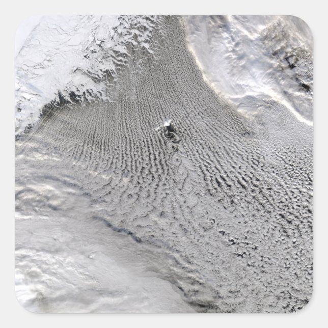 Pegatina Cuadrada Vórtices nubosos de la isla Jan Mayen (Anverso)