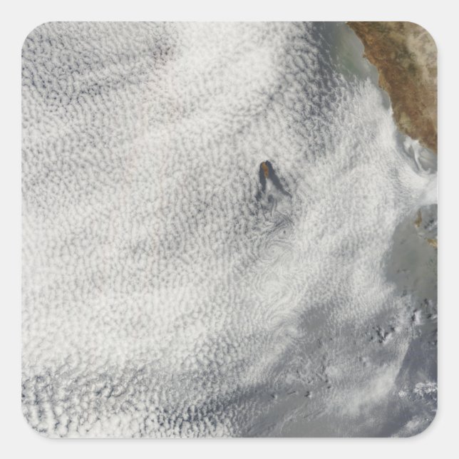 Pegatina Cuadrada Vórtices nubosos y gloria de la isla de Guadalupe (Anverso)