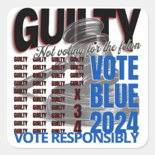 Pegatina Cuadrada Vota azul, no para el Felon