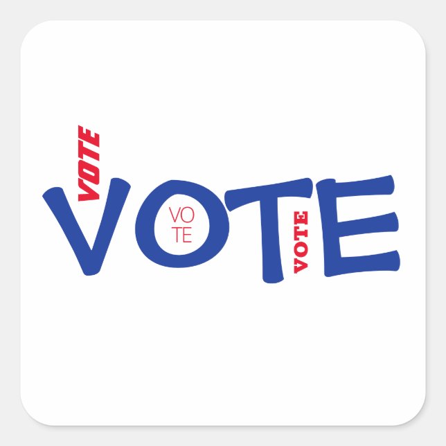Pegatina Cuadrada Vota Rojo Blanco Azul (Anverso)