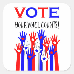 Pegatina Cuadrada ¡Vota! ¡Tu voz cuenta!
