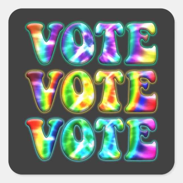 Pegatina Cuadrada Votación retro saca el voto con tinte de empate vi (Anverso)