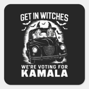 Pegatina Cuadrada Votamos por Kamala Halloween