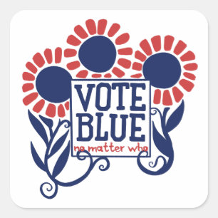 Pegatina Cuadrada Votar azul sin importar quién