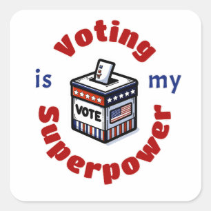 Pegatina Cuadrada Votar es mi superpoder