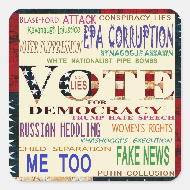 Pegatina Cuadrada Votar por la democracia (Anverso)