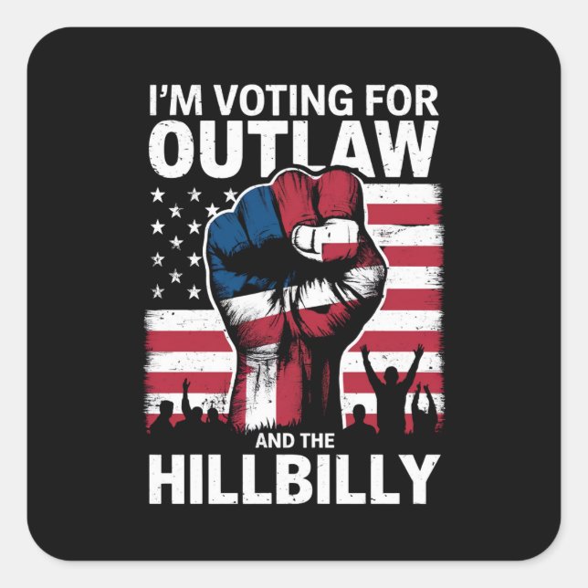 Pegatina Cuadrada Votaré por el ilegal y el Hillbilly 2024 U (Anverso)