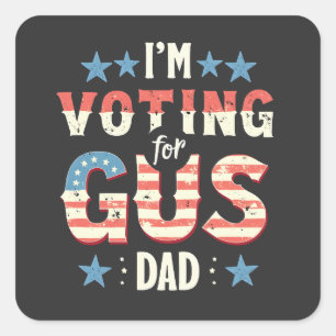 Pegatina Cuadrada Votaré por las elecciones de Gus Dad Harris Walz
