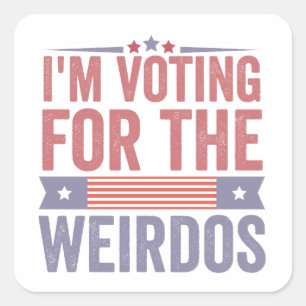 Pegatina Cuadrada Votaré por las elecciones de raros 2024