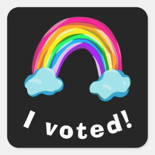Pegatina Cuadrada "¡Voté!" Arcoíris