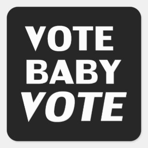 Pegatina Cuadrada voto de bebé voto negro y blanco
