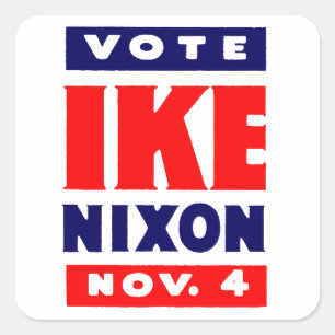 Pegatina Cuadrada Voto Ike, Nixon en 1952