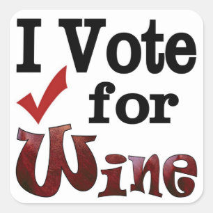 Pegatina Cuadrada Voto por Vino
