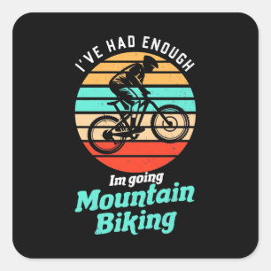 Pegatina Cuadrada Voy en bicicleta de montaña