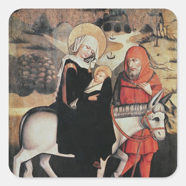 Pegatina Cuadrada Vuelo a Egipto (Anverso)