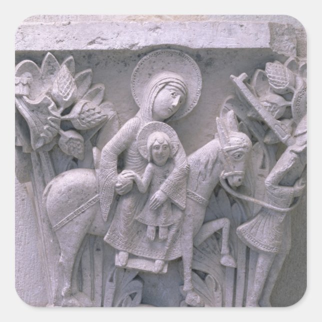 Pegatina Cuadrada Vuelo a Egipto (Anverso)