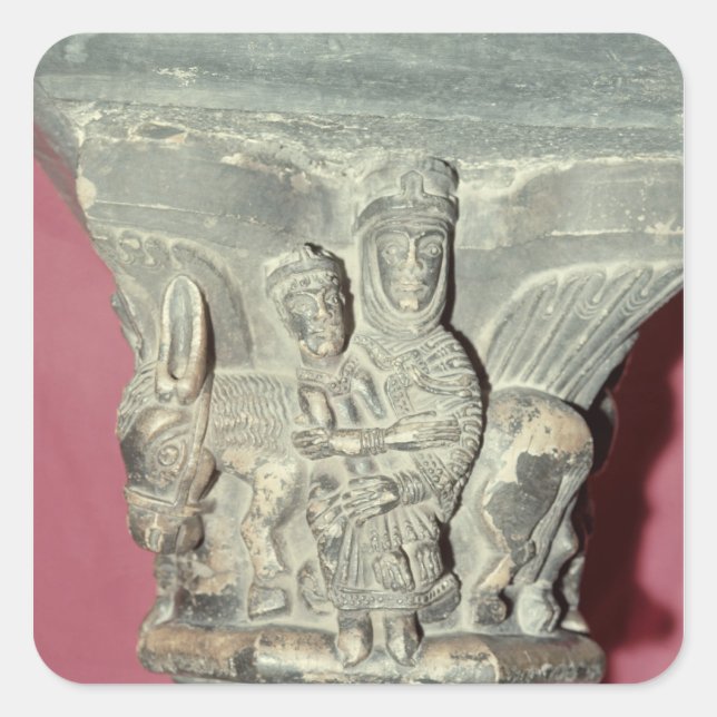 Pegatina Cuadrada Vuelo a la capital de Egipto (Anverso)