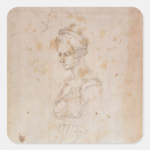 Pegatina Cuadrada W.41 Esbozo de una mujer