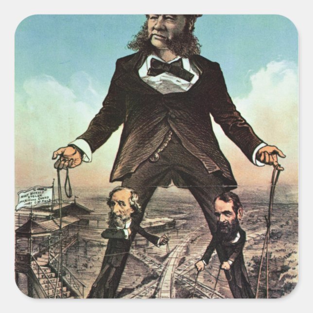 Pegatina Cuadrada W.H. Vanderbilt como un 'Coloso de Carreteras' (Anverso)