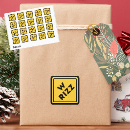 Pegatina Cuadrada W rizz US warning sign Meme Funny Quote