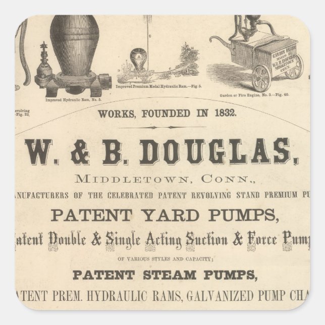 Pegatina Cuadrada W y B Douglas (Anverso)