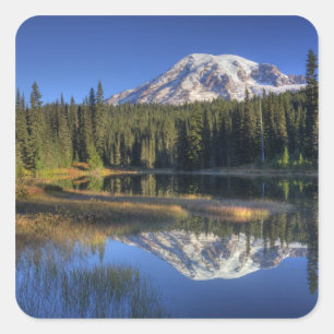 Pegatina Cuadrada WA, Parque Nacional Mt. Rainier, Mt. Rainier