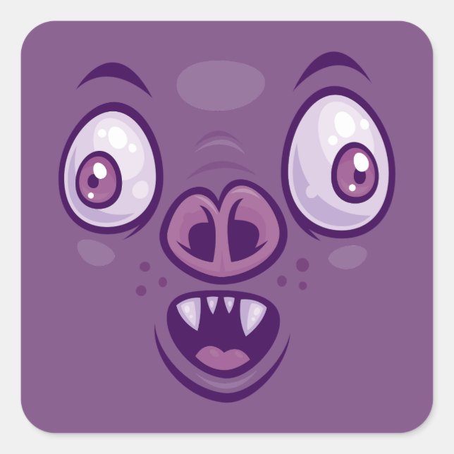Pegatina Cuadrada Wacky Personalizado Vampire Bat Face (Anverso)