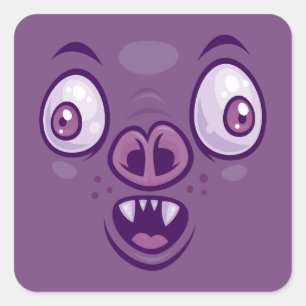 Pegatina Cuadrada Wacky Personalizado Vampire Bat Face